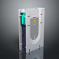 Industrial Building Component Gray Metal Enclosure With Green Indicator And Warning Sign