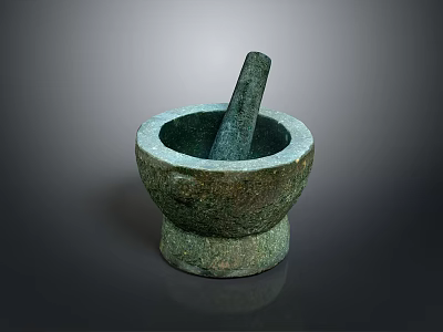 Traditional Stone Mortar And Pestle For Home Kitchen Use With Classic Design 3d model