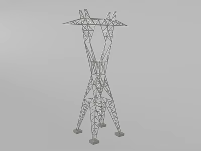 High Voltage Transmission Tower with Metal Lattice Structure 3D Model Supporting Power Lines 3d model