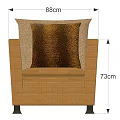Brown Single Sofa With Wooden Texture Two Cushions Textured Brown Light Beige And Black Legs