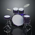 Professional Purple Drum Set With White Drumheads Cymbals And Chrome Stands