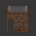 Vintage Wooden Arched Architectural Structure With Carved Panels And Decorative Details