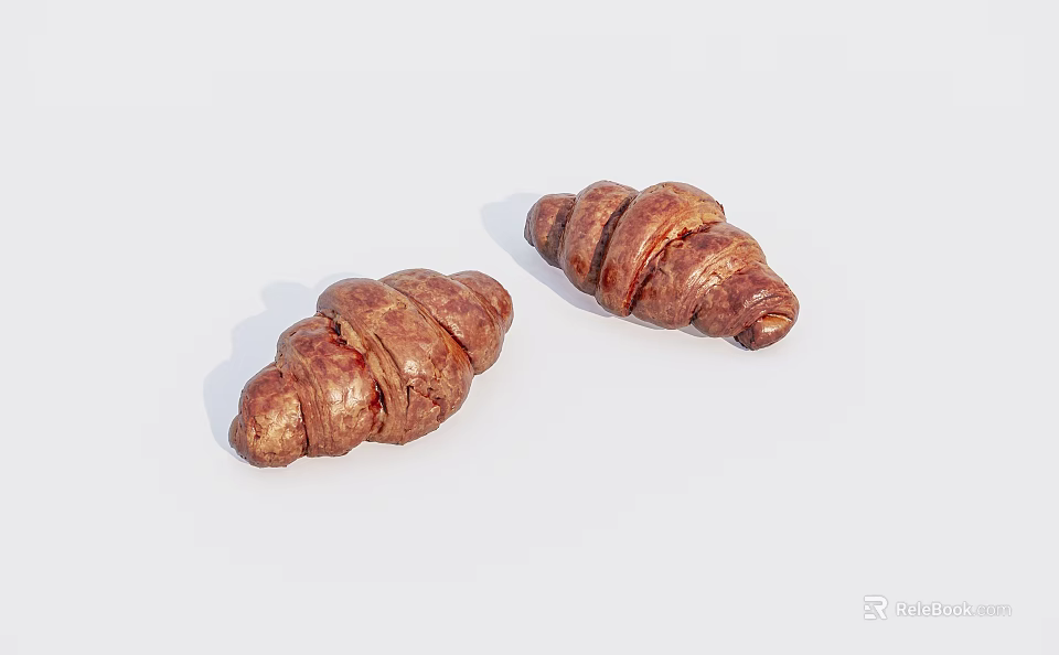 Freshly Baked Croissants With Golden Brown Texture And Flaky Layers 3d model 