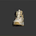 Stylish White And Gold High Top Shoes With Velcro Straps And Thick Sole Design