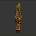 Yellow Rocket Model With Segmented Structure And Blue Solar Panels