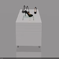 Modern White Swing Door Display Cabinet with High Heels Shoes on Top