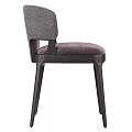 Elegant Modern Dining Chair With Deep Purple Velvet Seat Gray Backrest And Wooden Legs