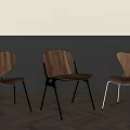 Modern Minimalist Accent Chairs With Wooden Seat Backrest And Metal Legs In Open Space Interior