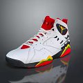 High Top White Sports Shoes With Red Yellow Black Accents And Logo Design