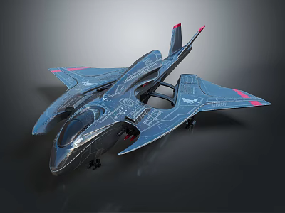 Futuristic Fighter Jet with Sleek Dark Body Red Accent and Aerodynamic Wing Design 3d model