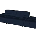 Blue Modular Sectional Sofa With Square Modules Throw Pillow And Metal Legs 3d model