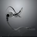 Protective Face Mask With White Headband Gray Body And Blue Filter Tube
