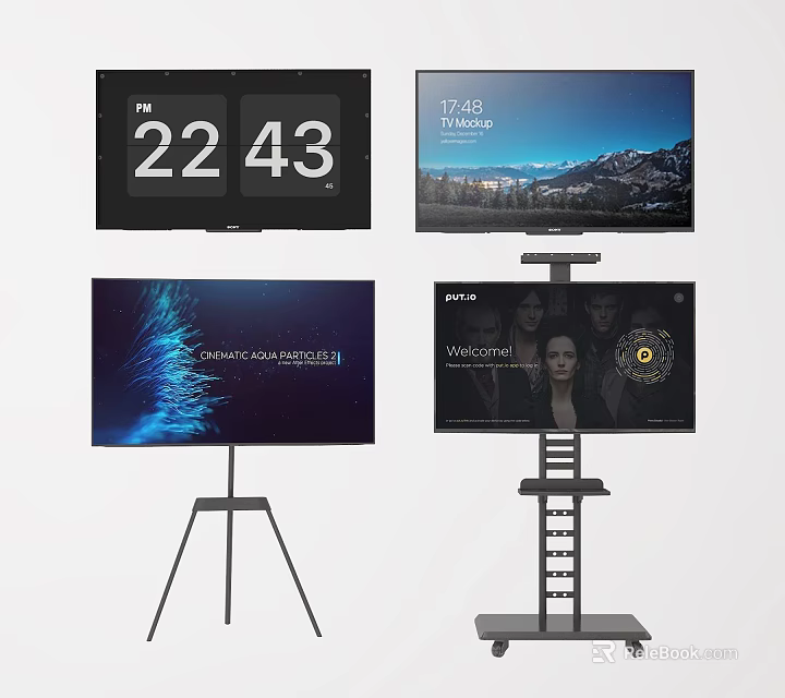 Versatile Television With Different Display Contents And Stand Mount For Home Entertainment Use 3d model 