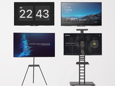 Versatile Television With Different Display Contents And Stand Mount For Home Entertainment Use 3d model