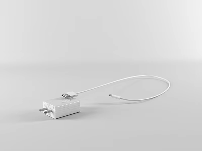 White USB Phone Charger With Cable For Mobile Digital Devices 3d model