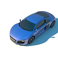 Blue Audi R8 Sports Car With Sleek Design Streamlined Body And Alloy Wheels