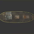 Vintage Model Boat With White Cabin Orange Hull And Detailed Deck Structure