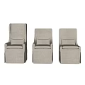 Modern Beige Linen Dining Chairs With High Back And Skirt Design