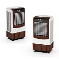 Two White and Brown Standing Air Cooler Fans with Cooling Grille and Control Panel