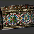 Ornate Decorative Box With Colorful Intricate Patterns And Metallic Accents