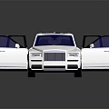 White Luxury Car With Open Doors Sunroof And Elegant Exterior Design