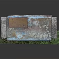 Blue Metal Door In White Brick Frame With Rusted Patch And Green Plants At Base
