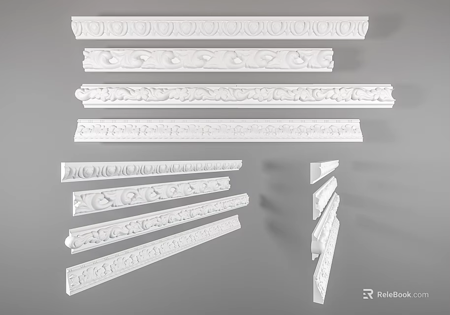 Gypsum Cornice Various Decorative Patterns And Designs For Home Interior Decoration 3d model 