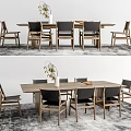 Quiet Dining Table and Chair Combination Long Table Dining Table and Chair Combination Dining Chair 3d model