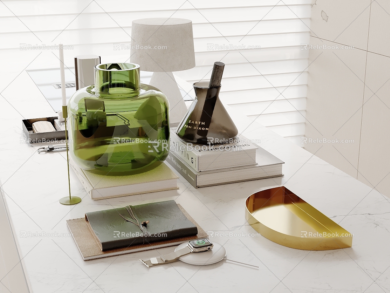 Modern Table Ornaments Book Table Lamp Glass Jar Candlestick 3d model