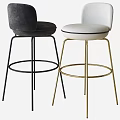 Modern Green And White Upholstered Bar Stools With Gold Metal Legs