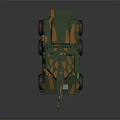 Military Wheeled Armored Tank Featuring Camouflage Paint Turret And Antennas