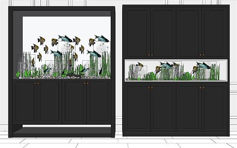 Modern fish tank multi-function fish tank aquarium 3d model