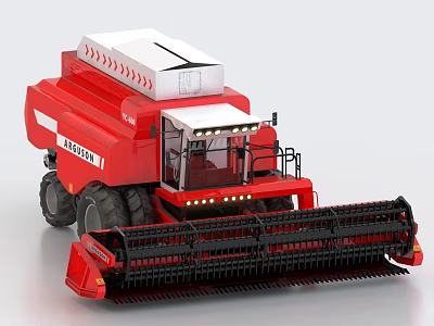 Red Agricultural Combine Harvester With Cabin And Large Harvesting Equipment For Crops 3d model