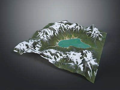 Breathtaking 3D Mountain Landscape With Snow Capped Peaks And Turquoise Lake 3d model