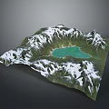 Breathtaking 3D Mountain Landscape With Snow Capped Peaks And Turquoise Lake