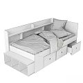 Modern Kids Bed Design With White Light Blue Frame And Storage Drawers