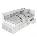 Children's Bed Boy Box Shelf Linen 3d model