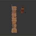 Wooden Dock Scene With Planks Barrels Small Boat And Flagpole