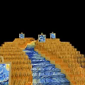 Photo Check-in Spot With Golden Wheat Blue Wavy Path Van Gogh Painting And Decorative Signs