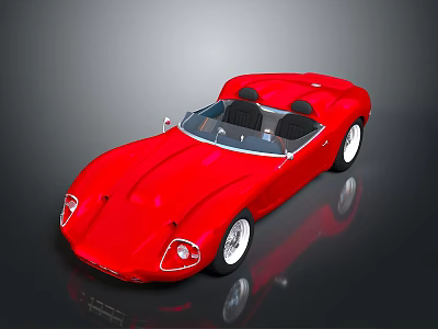 Red Vintage Convertible Sports Car With Streamlined Body Black Seats And White Wheels 3d model