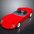 Red Vintage Convertible Sports Car With Streamlined Body Black Seats And White Wheels