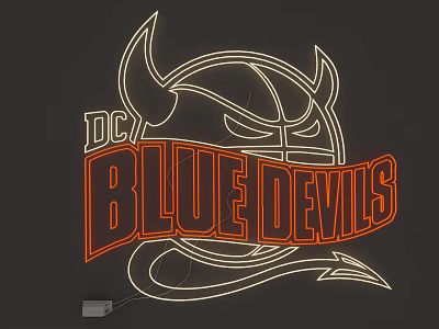 Neon Lighting Combination For DC Blue Devils Logo With Horns And Basketball 3d model