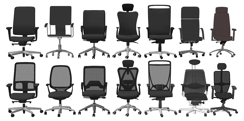 Modern Ergonomic Office Chair With Mesh Back Adjustable Height Swivel Base And Multiple Styles 3d model