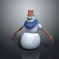 Adorable Snowman Figure With White Body Blue Scarf Orange Hat And Brown Stick Arms