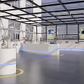 Modern Laboratory Interior Design With Glass Walls Workstations And Advanced Equipment