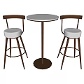 Elegant Modern Bar Counter Design With Gold Metal Bar Stools And White Round Tabletop