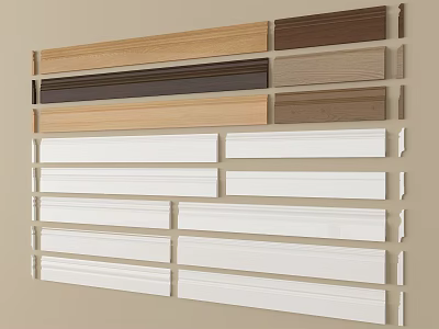 Various Decorative Mouldings In Wood And White Colors For Home Interior Design 3d model