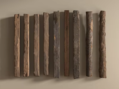 Natural Stone And Wood Logs Featuring Rustic Textures For Interior Decor Projects 3d model
