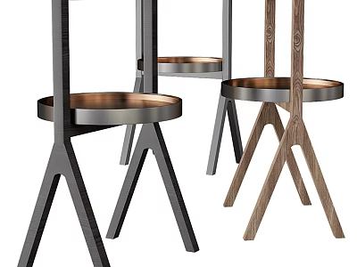 Stylish Modern Side Tables With Cross Legs And Round Tray Top In Metal Wood Design 3d model