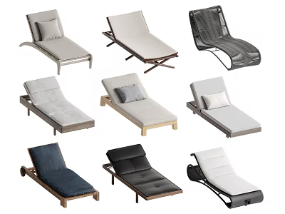 Various Modern Lounge Chairs With Different Colors And Material Frame Styles 3d model